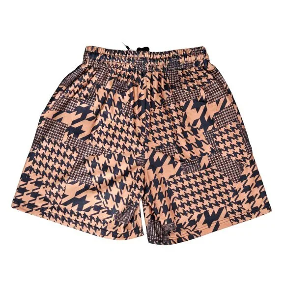 New | Women's Knit Patchwork Houndstooth Loungewear Shorts Side Pockets | Medium - Picture 2 of 4